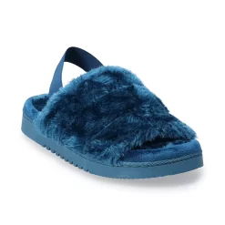 Women's Sonoma Goods For Life® Faux Fur Slide Slipper with Backstrap -Sonoma Goods For Life Sales 4797542 Poseidon