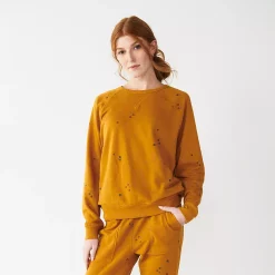 Women's Sonoma Goods For Life® Everyday Crewneck Sweatshirt -Sonoma Goods For Life Sales 4974237 Gold Ditsy