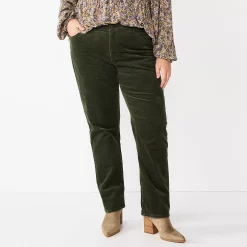 Plus Size Sonoma Goods For Life® Premium Elastic-Waist Midrise Straight-Leg Jeans -Sonoma Goods For Life Sales 4988856 Army Bottle