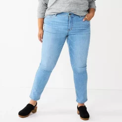 Plus Size Sonoma Goods For Life® Premium Elastic-Waist Midrise Straight-Leg Jeans -Sonoma Goods For Life Sales 4988856 Fauna