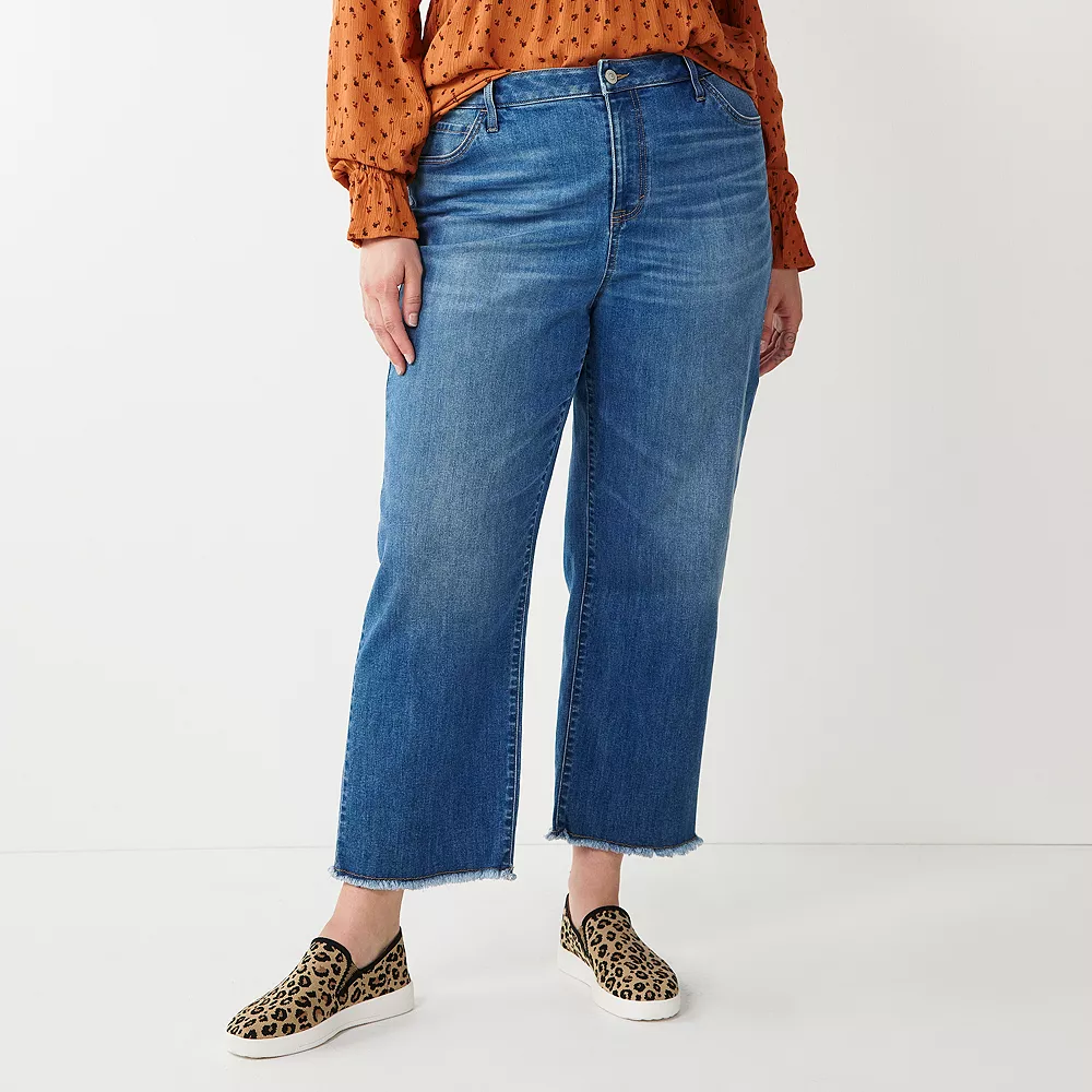 Plus Size Sonoma Goods For Life® Premium Curvy High-Waisted Straight-Leg Crop Jeans 3 Plus Size Sonoma Goods For Life® Premium Curvy High-Waisted Straight-Leg Crop Jeans - Image 3