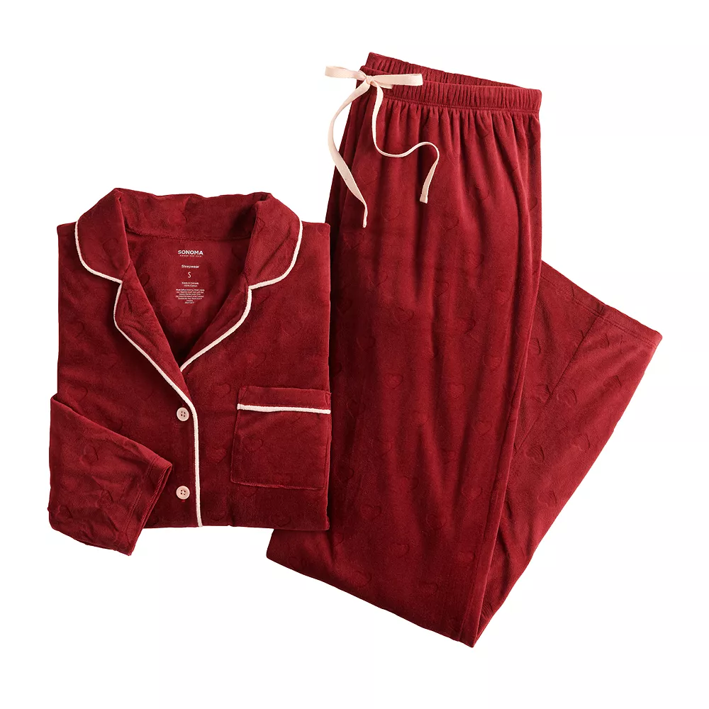 Women's Sonoma Goods For Life® Velour Long Sleeve Pajama Shirt & Pajama Pants Sleep Set 11 Women's Sonoma Goods For Life® Velour Long Sleeve Pajama Shirt & Pajama Pants Sleep Set - Image 11