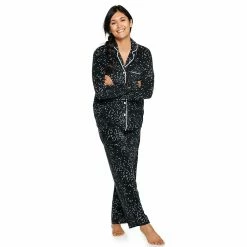Women's Sonoma Goods For Life® Velour Long Sleeve Pajama Shirt & Pajama Pants Sleep Set 16 Women's Sonoma Goods For Life® Velour Long Sleeve Pajama Shirt & Pajama Pants Sleep Set -Sonoma Goods For Life Sales 5033010 Black Stars