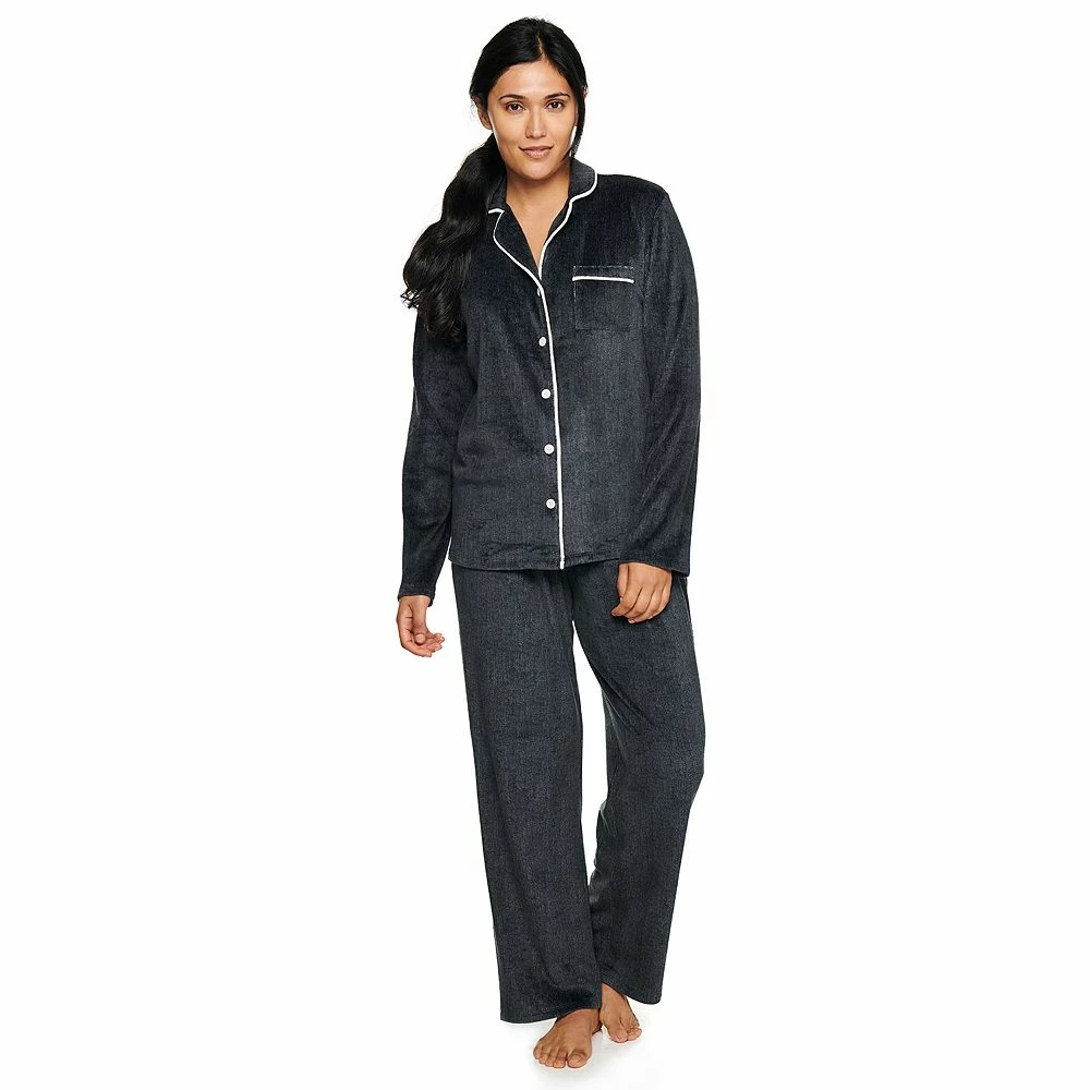 Women's Sonoma Goods For Life® Velour Long Sleeve Pajama Shirt & Pajama Pants Sleep Set 1 Women's Sonoma Goods For Life® Velour Long Sleeve Pajama Shirt & Pajama Pants Sleep Set