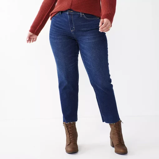 Petite Sonoma Goods For Life® High-Waisted Straight-Leg Crop Jeans -Sonoma Goods For Life Sales 5132570 Dark Wash