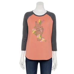 Women's Sonoma Goods For Life® Three Quarter Sleeve Baseball Graphic Tee 14 Women's Sonoma Goods For Life® Three Quarter Sleeve Baseball Graphic Tee -Sonoma Goods For Life Sales 5242169 Pink Peace Floral