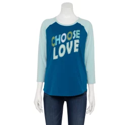 Women's Sonoma Goods For Life® Three Quarter Sleeve Baseball Graphic Tee 20 Women's Sonoma Goods For Life® Three Quarter Sleeve Baseball Graphic Tee -Sonoma Goods For Life Sales 5242169 Teal Choose Love
