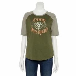 Women's Sonoma Goods For Life® Elbow Sleeve Baseball Graphic Tee -Sonoma Goods For Life Sales 5242399 Olive Good Days