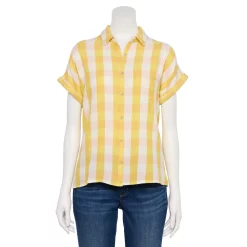 Women's Sonoma Goods For Life® Button-Front Shirt -Sonoma Goods For Life Sales 5254682 Blush Gingham