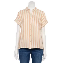 Women's Sonoma Goods For Life® Button-Front Shirt -Sonoma Goods For Life Sales 5254682 Cream Neutral Stripe