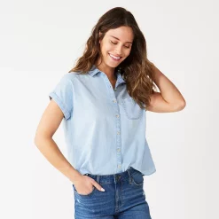 Women's Sonoma Goods For Life® Button-Front Shirt -Sonoma Goods For Life Sales 5254682 Light Wash Chambray