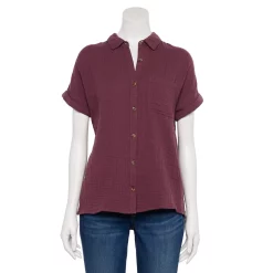 Women's Sonoma Goods For Life® Button-Front Shirt -Sonoma Goods For Life Sales 5254682 Plum