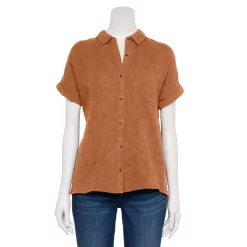 Women's Sonoma Goods For Life® Button-Front Shirt -Sonoma Goods For Life Sales 5254682 Rust