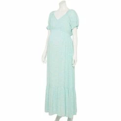 Maternity Sonoma Goods For Life® Smocked Sleeve Babydoll Maxi Dress -Sonoma Goods For Life Sales 5523595 Light Blue Floral