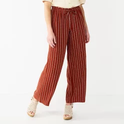 Women's Sonoma Goods For Life® Wide-Leg Linen Blend Pants -Sonoma Goods For Life Sales 5545402 Cinnamon Stripe