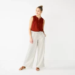 Women's Sonoma Goods For Life® Wide-Leg Linen Blend Pants -Sonoma Goods For Life Sales 5545402 Ivory Stripe