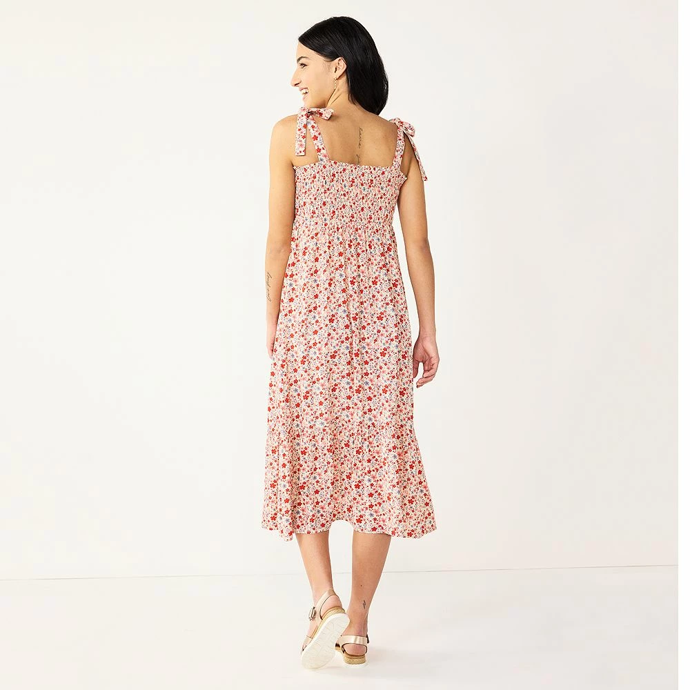 Maternity Sonoma Goods For Life® Smocked Tie-Shoulder Midi Dress 4 Maternity Sonoma Goods For Life® Smocked Tie-Shoulder Midi Dress - Image 4