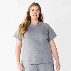 Plus Size Sonoma Goods For Life® Short-Sleeve Fleece Sweatshirt -Sonoma Goods For Life Sales 5550378 Heather Gray