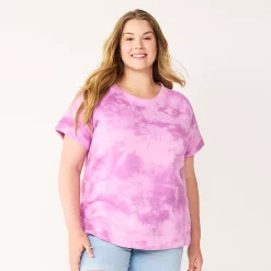 Plus Size Sonoma Goods For Life® Short-Sleeve Fleece Sweatshirt -Sonoma Goods For Life Sales 5550378 Purple Dye