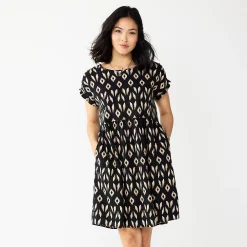 Women's Sonoma Goods For Life® Short Sleeve Popover Dress 9 Women's Sonoma Goods For Life® Short Sleeve Popover Dress -Sonoma Goods For Life Sales 5578946 Black Ikat