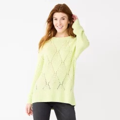 Women's Sonoma Goods For Life® Diamond Stitch Pullover Sweater -Sonoma Goods For Life Sales 5579763 Morning Green