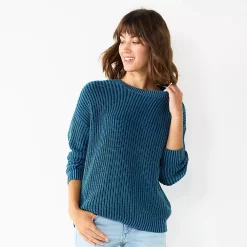 Petite Sonoma Goods For Life® Drop Shoulder Pullover Sweater -Sonoma Goods For Life Sales 5587850 Blue