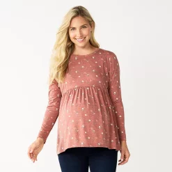 Maternity Sonoma Goods For Life® Long Sleeve Empire Waist Top -Sonoma Goods For Life Sales 5635424 Brown Ditsy Floral
