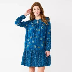 Women's Sonoma Goods For Life® Printed Long Sleeve Dress 7 Women's Sonoma Goods For Life® Printed Long Sleeve Dress -Sonoma Goods For Life Sales 5657674 Blue Multi Floral