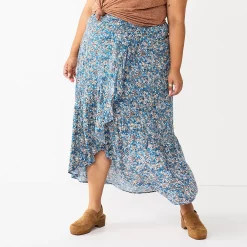 Plus Size Sonoma Goods For Life® Wrap Ruffle Maxi Skirt -Sonoma Goods For Life Sales 5658912 Blue Floral