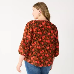 Plus Size Sonoma Goods For Life® Notchneck Long Sleeve Top -Sonoma Goods For Life Sales 5661416 ALT