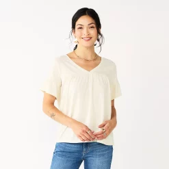 Women's Sonoma Goods For Life® Ruffled Babydoll Top -Sonoma Goods For Life Sales 5665750 Cream