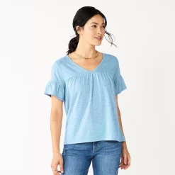 Women's Sonoma Goods For Life® Ruffled Babydoll Top -Sonoma Goods For Life Sales 5665750 Light Blue