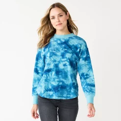 Women's Sonoma Goods For Life® Mockneck Waffle Top -Sonoma Goods For Life Sales 5672315 Blue Tie Dye