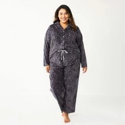 Plus Size Sonoma Goods For Life® Velour Pajama Shirt & Pajama Pants Sleep Set -Sonoma Goods For Life Sales 5675146 ALT2