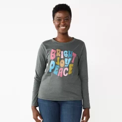 Women's Sonoma Goods For Life® Long Sleeve Christmas Graphic Tee -Sonoma Goods For Life Sales 5676288 Joy Peace