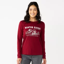 Women's Sonoma Goods For Life® Long Sleeve Christmas Graphic Tee -Sonoma Goods For Life Sales 5676288 Winter Ridge