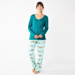 Women's Sonoma Goods For Life® Flannel Pajama Pants & Pajama Top Sleep Set -Sonoma Goods For Life Sales 5677709 Aqua Forest