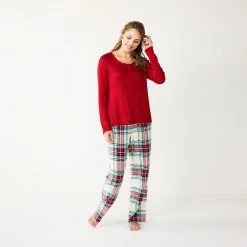 Women's Sonoma Goods For Life® Flannel Pajama Pants & Pajama Top Sleep Set -Sonoma Goods For Life Sales 5677709 Ivory Festive Plaid