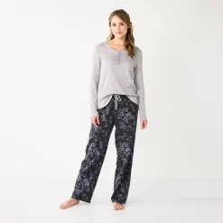 Women's Sonoma Goods For Life® Flannel Pajama Pants & Pajama Top Sleep Set -Sonoma Goods For Life Sales 5677709 Lilac Star Field