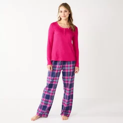 Women's Sonoma Goods For Life® Flannel Pajama Pants & Pajama Top Sleep Set -Sonoma Goods For Life Sales 5677709 Navy Forest Plaid