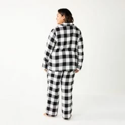 Plus Size Sonoma Goods For Life® Flannel Pajama Shirt & Pajama Pants Sleep Set -Sonoma Goods For Life Sales 5677717 ALT