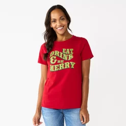 Women's Sonoma Goods For Life® Short Sleeve Christmas Graphic Tee -Sonoma Goods For Life Sales 5686036 Red Green Merry