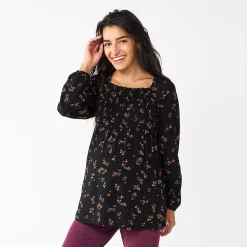Maternity Sonoma Goods For Life® Smocked Bodice Empire Top -Sonoma Goods For Life Sales 5686595 Black Floral