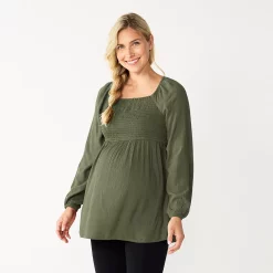 Maternity Sonoma Goods For Life® Smocked Bodice Empire Top -Sonoma Goods For Life Sales 5686595 Green