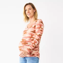 Maternity Sonoma Goods For Life® Essential Long Sleeve V-Neck Tee -Sonoma Goods For Life Sales 5691532 Pink Camo