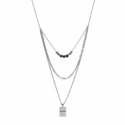 Sonoma Goods For Life® Silver Tone Nickel Free Semi-Precious Hammered Multi-Row Necklace